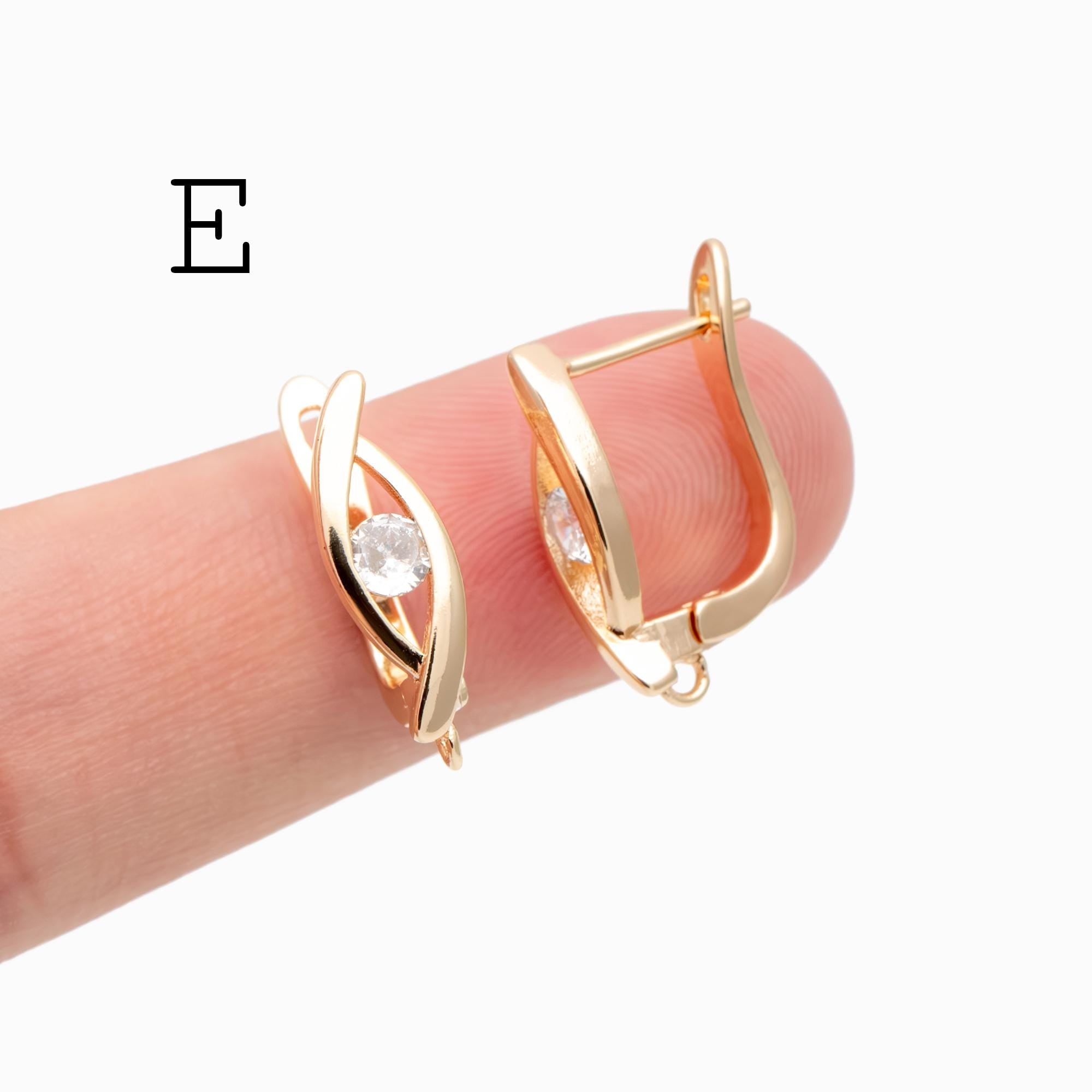 4pcs Gold Click-in Style Stud Earring, Leverback Earring with Loop, Earring Finding Wholesale (GB-3904)